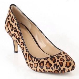 Banana Republic leopard print dyed calf hair heels Round Toe Pumps sz 7